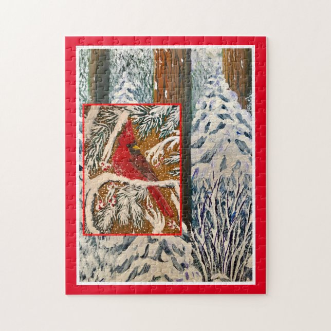 Puzzle Cardinal en neige (Vertical)