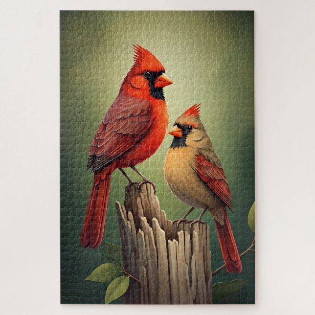 Puzzle Cardinal mâle et femelle (Vertical)