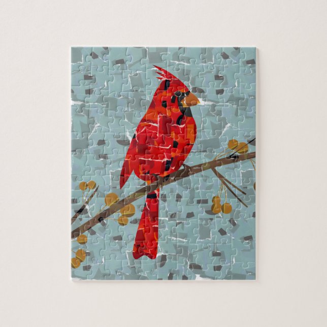 Puzzle Cardinal Rouge, l'oiseau de Noël (Vertical)