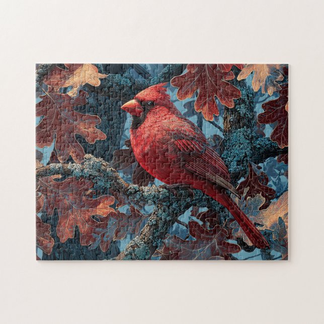 Puzzle Cardinal rouge perché sur la branche (Horizontal)