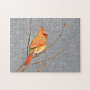Puzzle Cardinal sur la peinture de branche - Art original