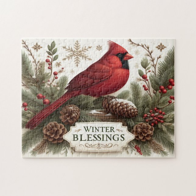 Puzzle Cardinal Winter Blessings (Horizontal)