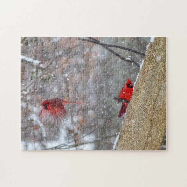 Puzzle Cardinaux dans la neige (Horizontal)