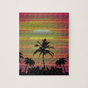 Puzzle Caribbean Sunset Vaporwave Aesthetic Retro 80s 90s