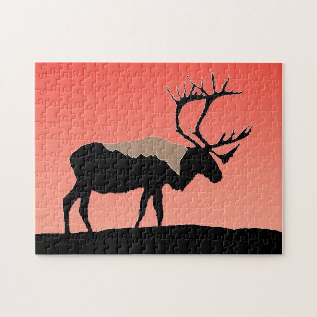 Puzzle Caribou au coucher du soleil - Art original de la  (Horizontal)