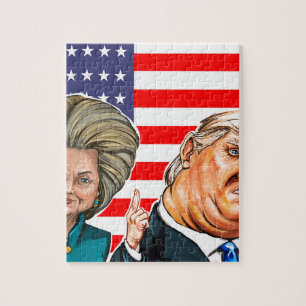 Puzzle Caricature d'atout et de Hillary