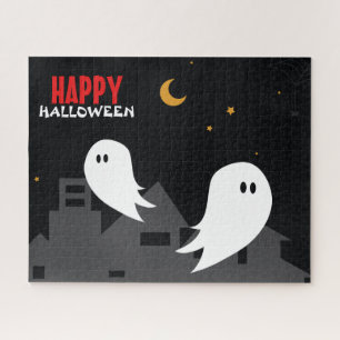 Puzzle Caricature de la ville fantôme éffrayante hallowee