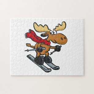 Puzzle Caricature de Moose Skier  choisir la couleur arri