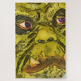 Puzzle Caricature déplaisante Monster Black Outline