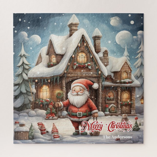 Puzzle Caricature du Père Noël en atelier (Vertical)