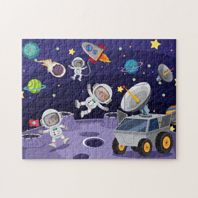 Puzzle Caricature pour enfants de l'Atterrissage de lune  (Horizontal)