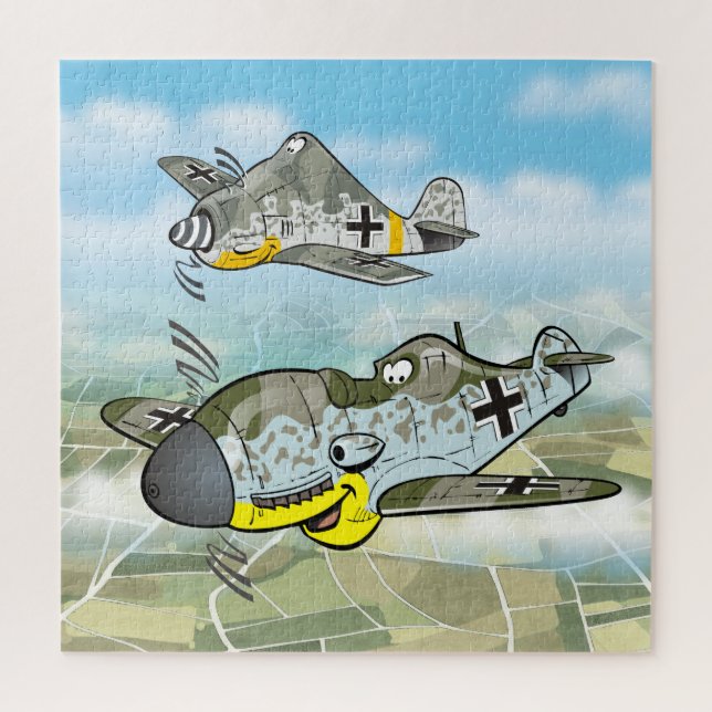 Puzzle Caricatures de l'avion de chasse allemand de 2ème  (Vertical)