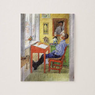 Puzzle Carl Larsson Esbjorn au bureau rouge Art vintage