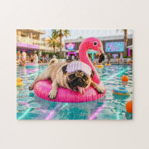 Puzzle Carlin flottant sur un flotteur flamant rose