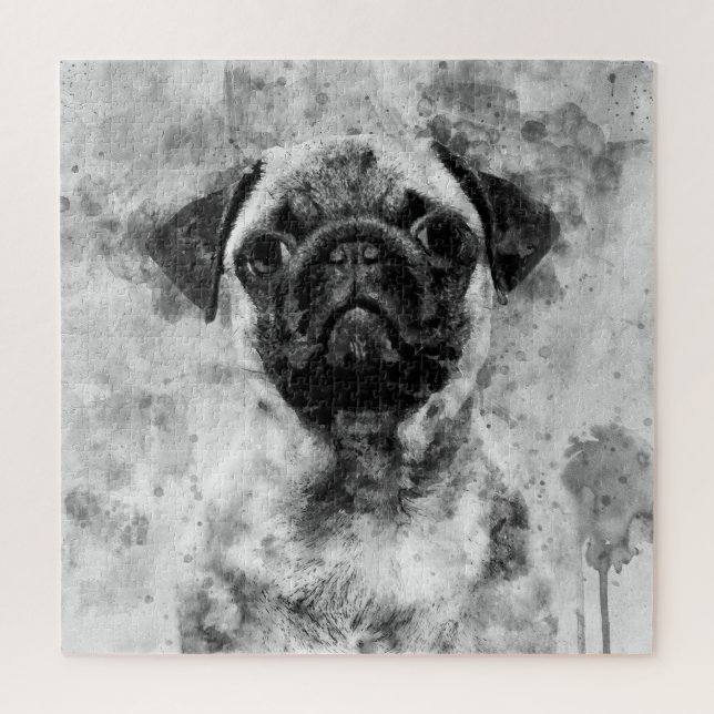 Puzzle Carlin noir et blanc aquarelle 01 (Vertical)