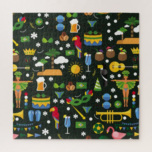 Puzzle Carnaval brésilien, texture vintage plate. (Vertical)