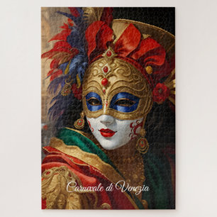 Puzzle Carnaval de Venise masque or rouge bleu