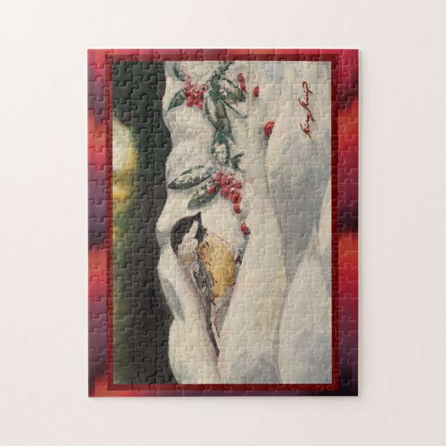 Puzzle Carol Chick-a-Dee avec du gui (Vertical)