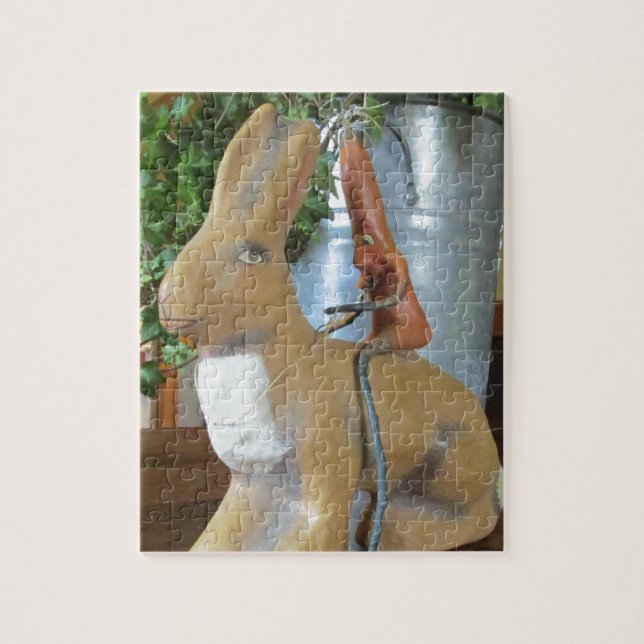 Puzzle Carotte bizarre chevauchant un lapin (Vertical)