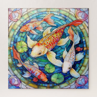 Puzzle Carpe Koï en Verre Coloré