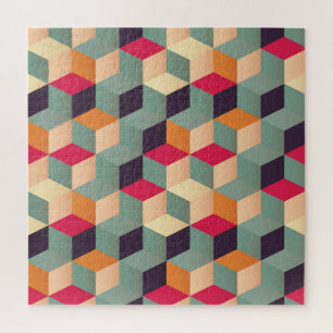 Puzzle Carré coloré, motif rétro géométrique .