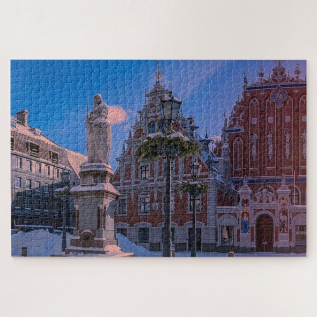 Puzzle Carré de la mairie de Riga en hiver (Horizontal)