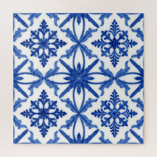 Puzzle Carreau Azulejo Bleu Blanc Motif Floral