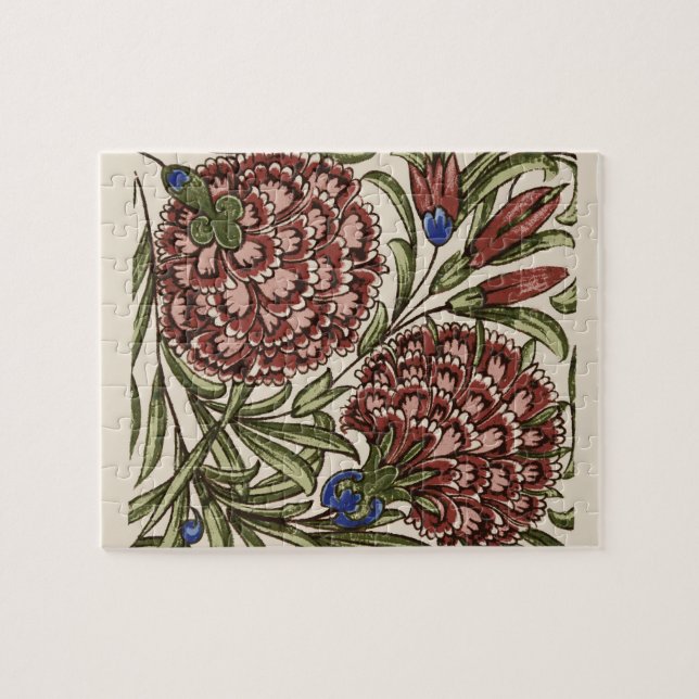 Puzzle Carreau de fleur d'œillet Art antique (Horizontal)
