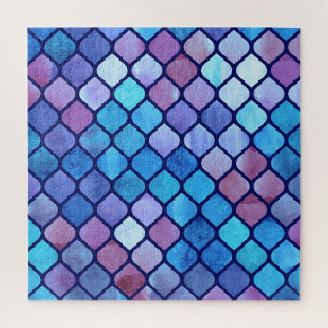Puzzle Carreaux arabes géométriques abstraits à l'aquarel (Vertical)