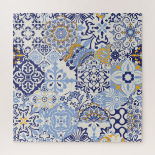 Puzzle Carreaux azulejos colorés : motif dessiné à la mai