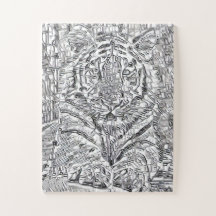 Carreaux de mosaïque de tigre en noir et blanc