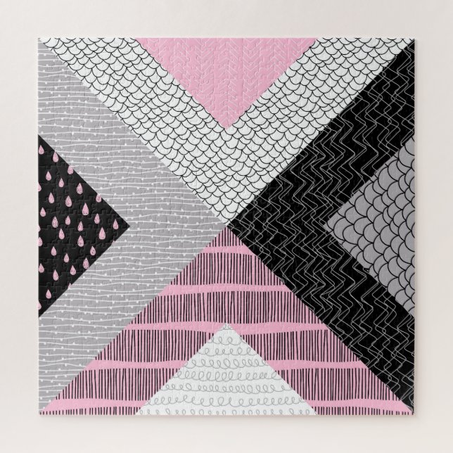 Puzzle Carreaux de patchwork, motif de dessin main libre. (Vertical)
