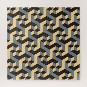 Puzzle Carreaux géométriques complexes en ivoire argenté