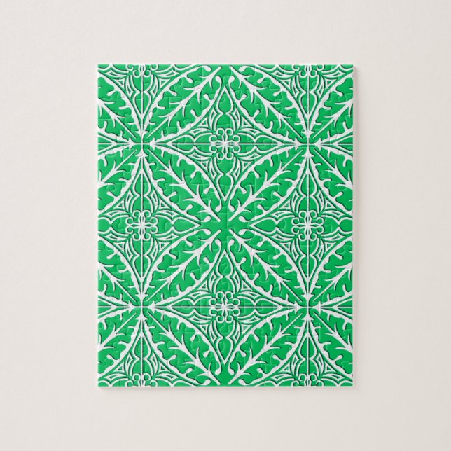Puzzle Carreaux marocains - vert jade et blanc (Vertical)