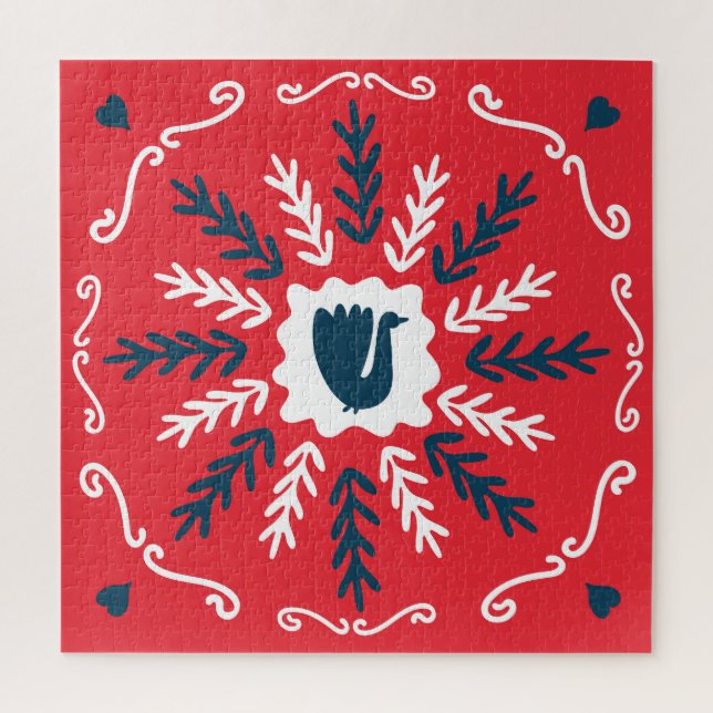 Puzzle Carrelage de Noël Folk Doodle Art (Vertical)
