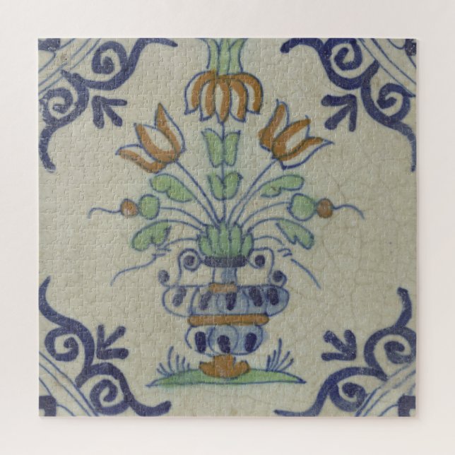 Puzzle Carrelage Delft Antique Pot de Fleur Céramique (Vertical)