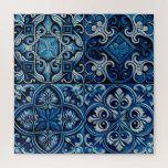 Puzzle Carrelage en mosaïque bleu marine. motif floral Ab<br><div class="desc">Bleu marine mosaïque vintage mosaïque Puzzle. motif en azulejo Abstrait en céramique fleurie en espagnol ou marocain.</div>