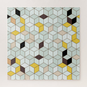 Puzzle Carrelage vintage, motif blanc noir géométrique.
