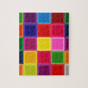 Puzzle Carrés multicolores et rayures Girly