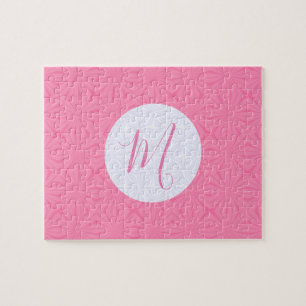 Puzzle Carrés ondulés rose clair Initiale personnalisée