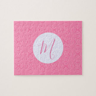 Puzzle Carrés ondulés rose clair Initiale personnalisée
