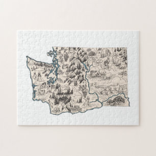 Puzzle Carte À feuillage persistant Vintage de Washingto