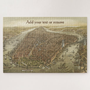 Puzzle Carte aérienne vintage Manhattan New York City, 18
