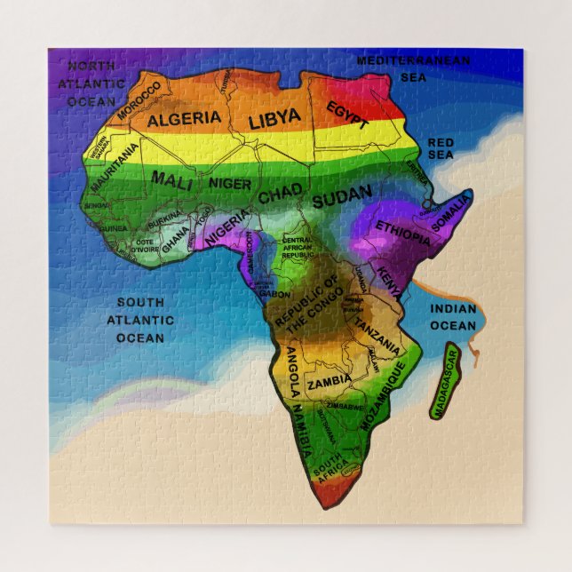 Puzzle Carte africaine arc-en-ciel (Vertical)
