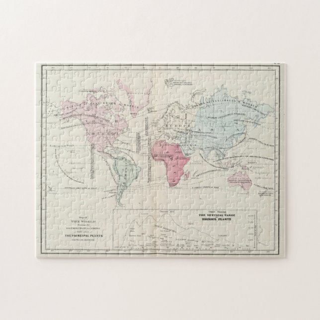 Puzzle Carte agricole vintage du monde (1865) (Horizontal)