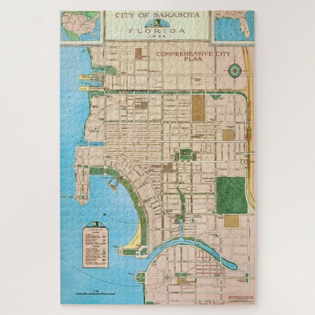 Puzzle Carte ancienne de Sarasota FL 20x30 (Vertical)