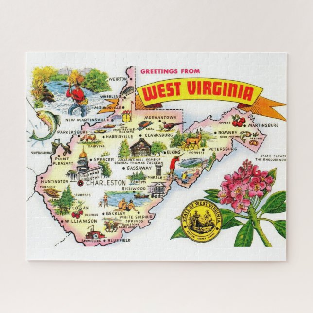 Puzzle Carte ancienne de Virginie-Occidentale  (Horizontal)