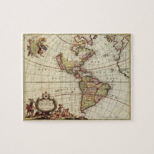 Puzzle Carte ancienne des Amériques par Johannes De Ram