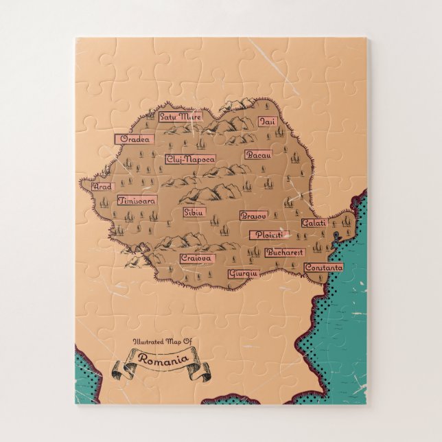 Puzzle Carte ancienne des comtés de Roumanie (Vertical)