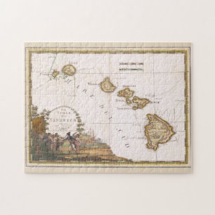 Puzzle Carte ancienne des îles d'Hawaï Meurtre du capitai